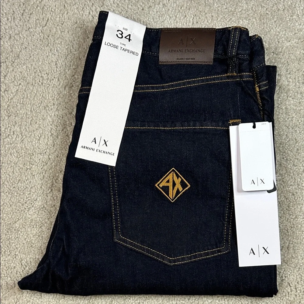 Armani Exchange Loose Tapered Jeans NWT - Picture 1 of 8